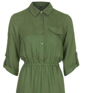 Topshop Green fitting safari-style shirt dresses